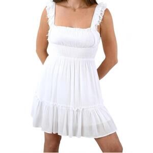 NEW PAPERMOON sweet on you sleeveless ruffle shoulder dress in white